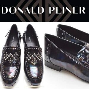 Donald Pliner Lukas Black Studded Loafers